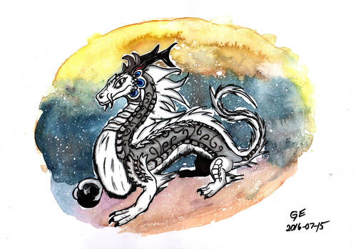 WhiteDragon with Watercolor background