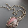 Necklace with a pendant of rhodonite!