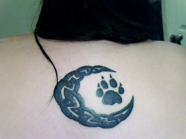 Celtic Moon with Wolf Paw ink