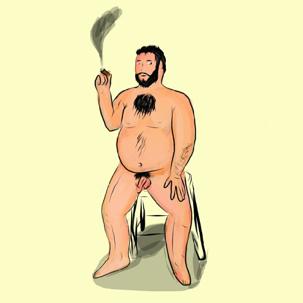 Nude with Cigar and Stool