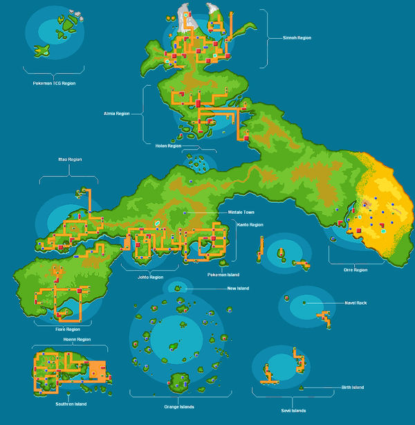 Где находится покемон. Карта регионов покемон. Мир покемонов карта.