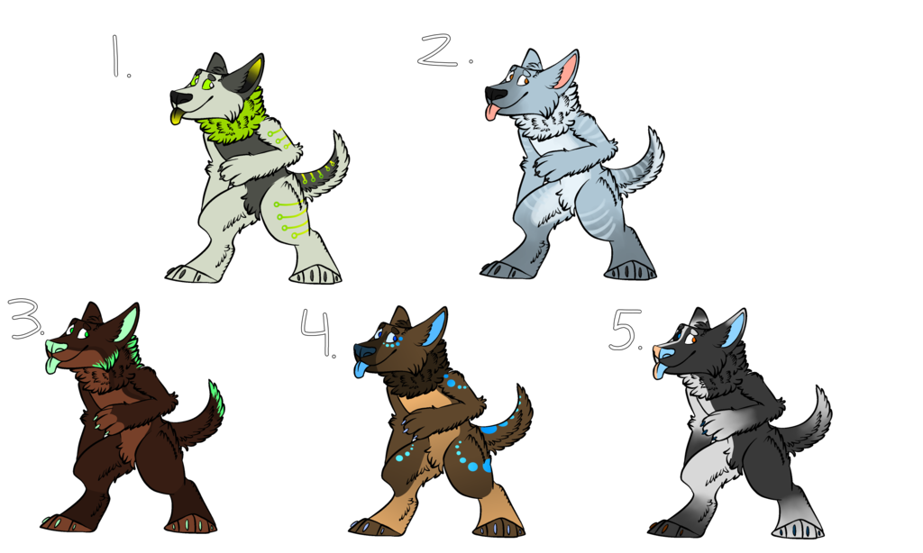 (REUPLOAD) $5/500 point Anthro Wolves (4/5 open!) by NE0-Adopts