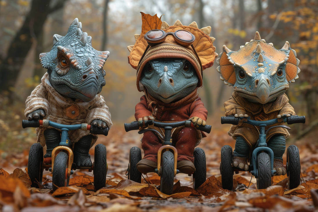 A Trio Of Triceratops Riding Tricycles by RecklessDreams-AI on DeviantArt