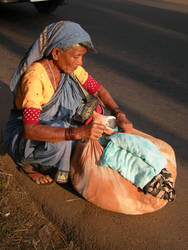 Old Indian Lady with her Wares
