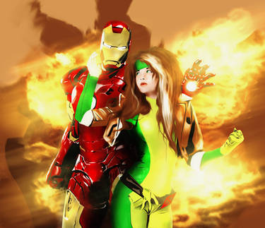 Rogue and Iron Man,