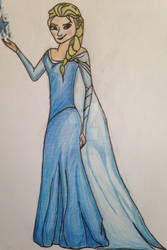 Elsa from frozen sketch and pencil coloured