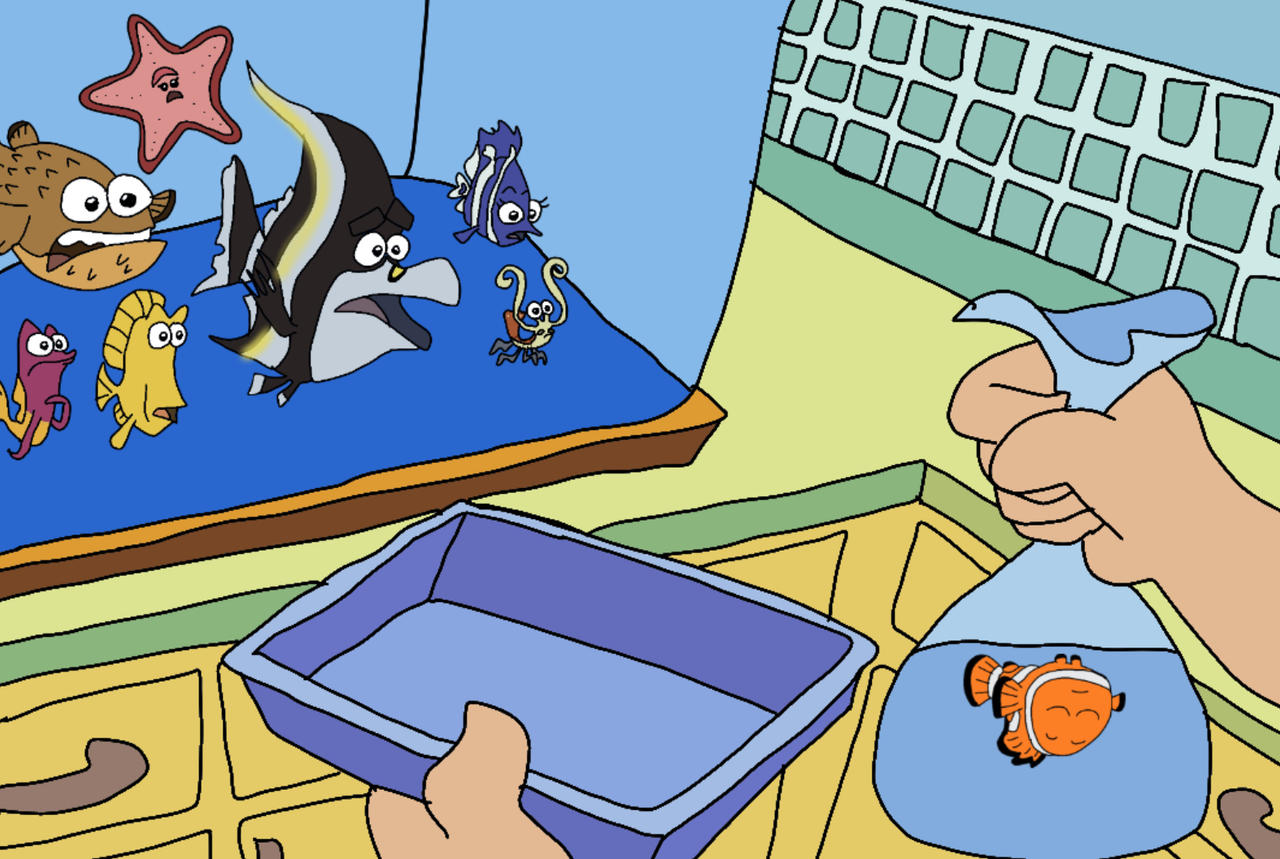 The Tank Gang looking at Nemo playing dead by monkyjack on DeviantArt