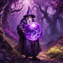 A strange wizard with a purple glowing orb.