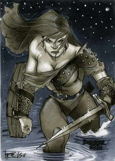 Fighter Dungeon Dolls Sketch Card