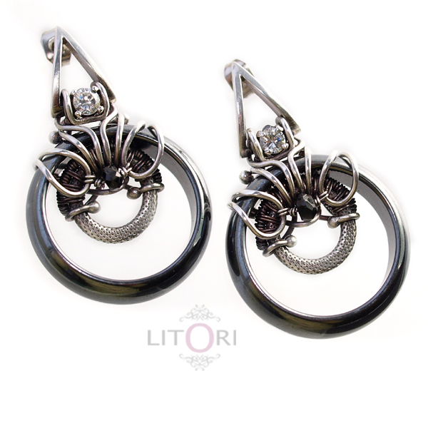 OXALIS - silver earrings with hematite