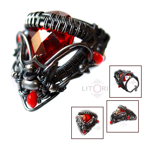 BLAZE SUPERIOR - silver ring with red zircon