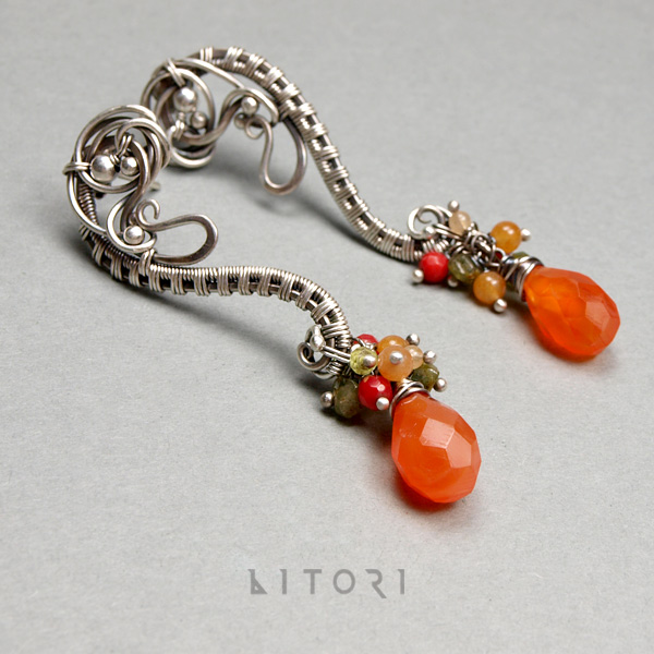 CAIBRE  silver earrings, carnelian