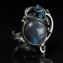 ZHIA  sterling silver ring, labradorite, topaz