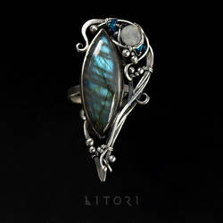 SARION sterling silver ring with labradorite