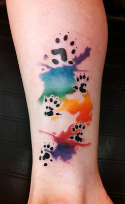 ferret feet rainbow splash tattoo