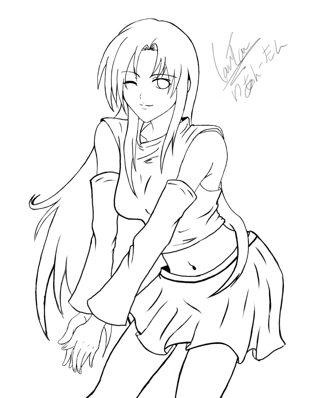 Anime Girl drawing Line Art