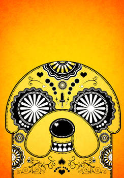 Jake Adventure Time Sugar Skull Poster - Orange