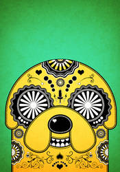 Jake Adventure Time Sugar Skull Poster - Green