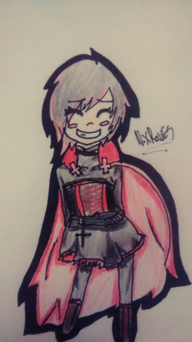 a chibi Ruby rose from rwby by RaevnTheMultiFan on DeviantArt