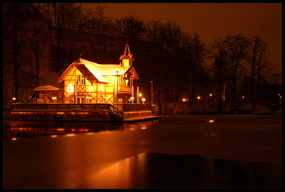 The snowy moated castle