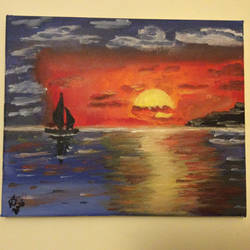 Sunset Seascape in Acrylic Paint