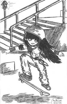 chibi skateboarding