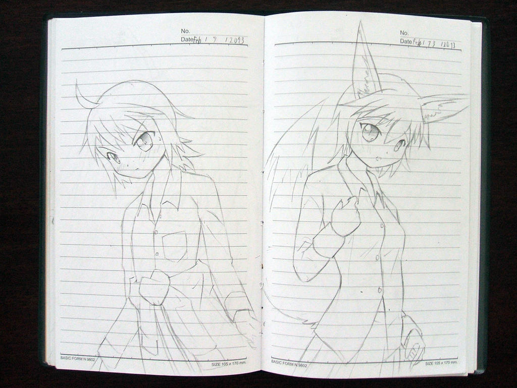 Subway Sketch 89-90 (Myself, Rena-chan)