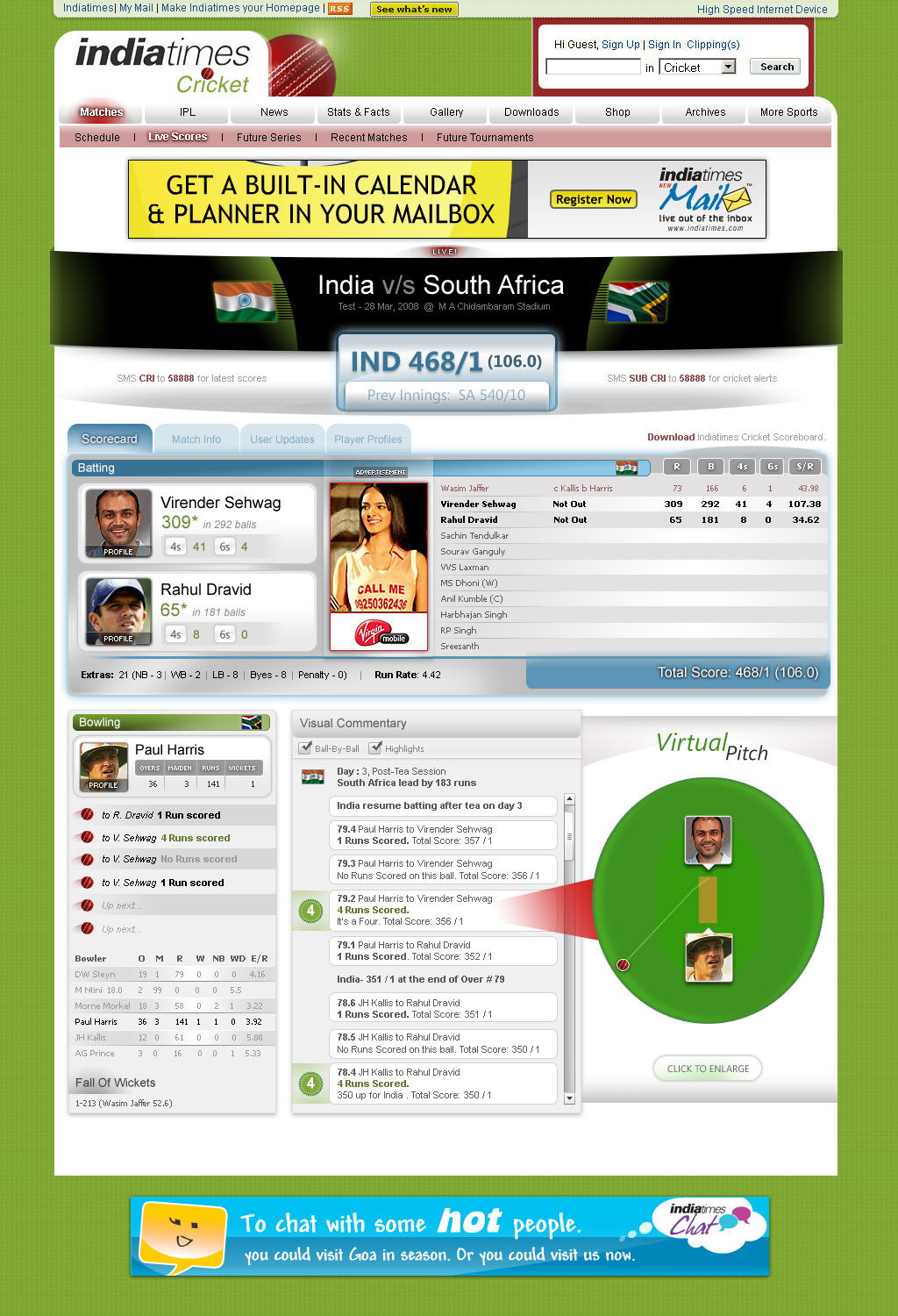 Indiatimes Cricket Scorecard