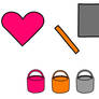 Pink Heart Orange Rectangle Gray Square