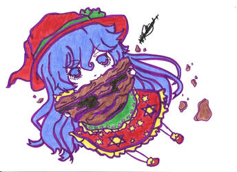 Chibi Anime Girl eating Cookie