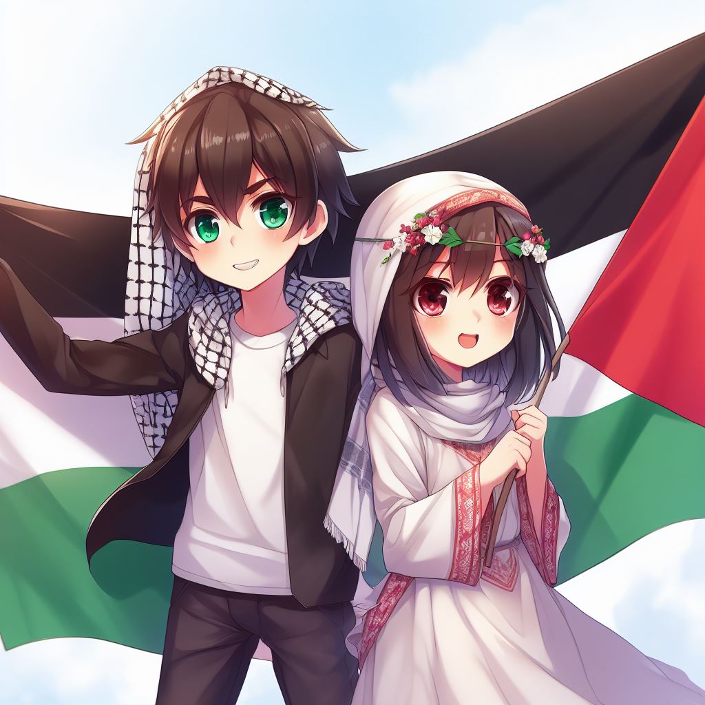 anime boy and girl join free palestine by hatoroakashi2k22 on DeviantArt