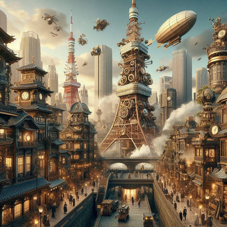 Rustpunk Tokyo Tokyo Steampunk City by hatoroakashi2k22 on DeviantArt
