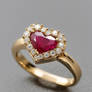 Ruby and diamond heart ring 