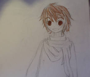 Scarf anime boy - drawing