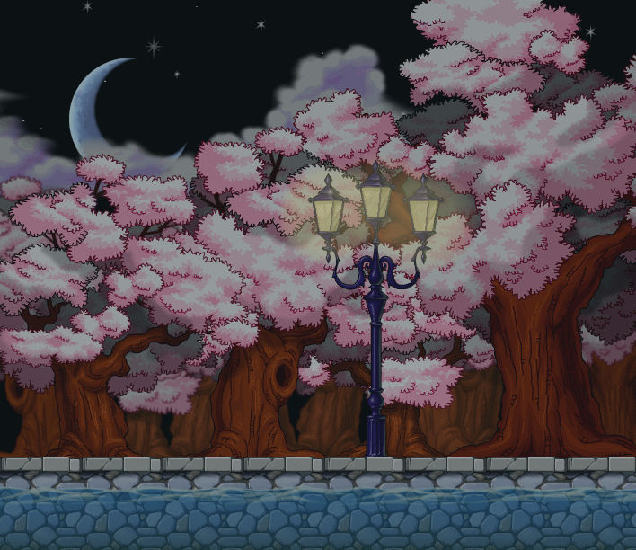 Cherry Blossom Night Path Custom Background By Eightqueens On