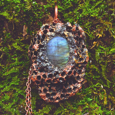 Real Wasp Nest and Labradorite Necklace