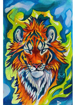 Sumatran tiger - Postcard Orginal Painting 