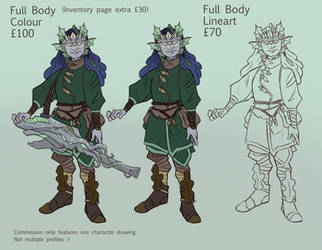 Dnd Fantasy Character commission price sheet