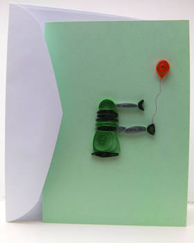 Green Paper Quilled Dalek Card