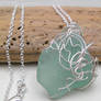 Swirling Waves- Wire Wrapped Sea Glass Necklace