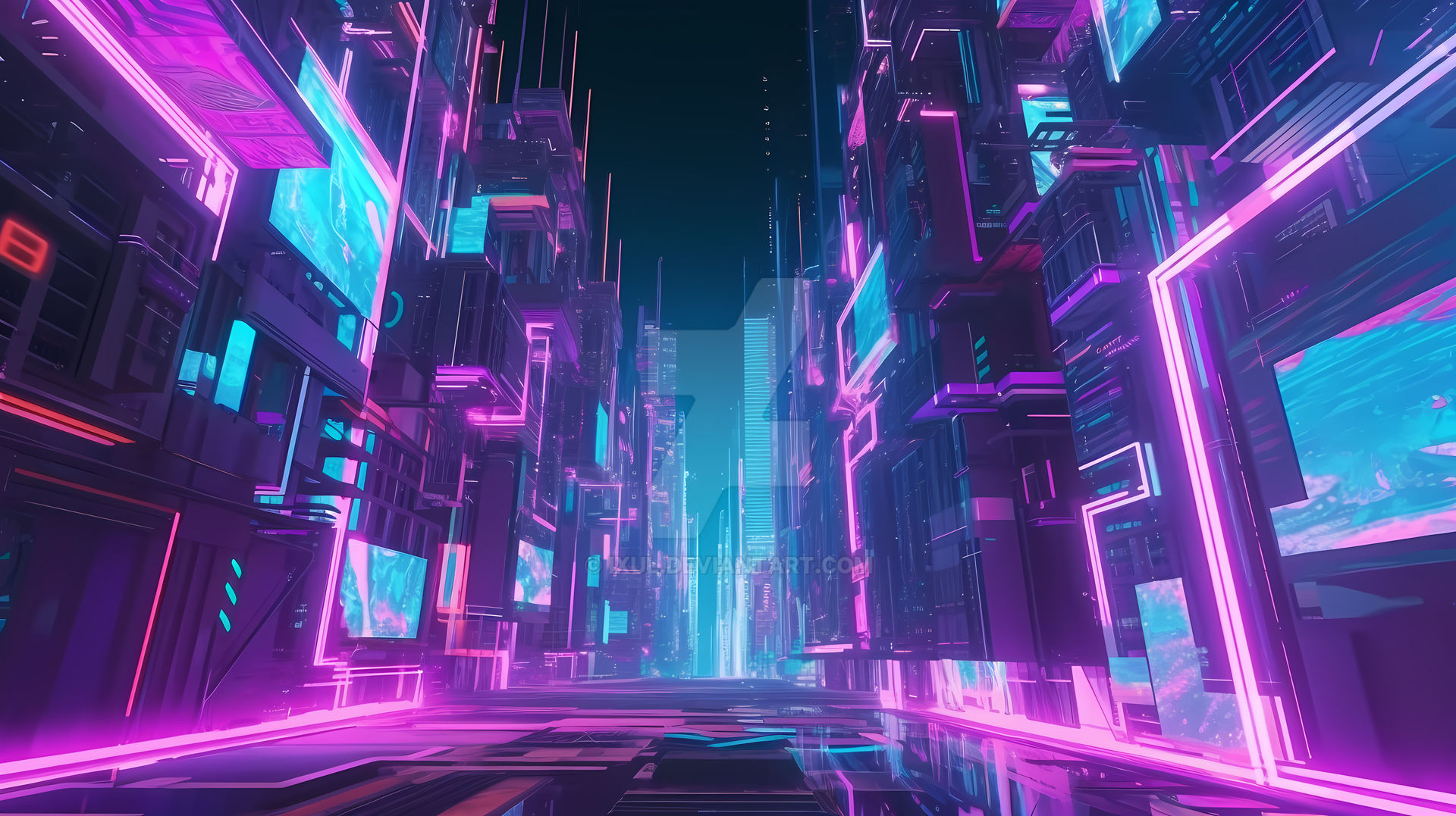 Neon City #1 - HD Wallpaper Background by IXUL on DeviantArt