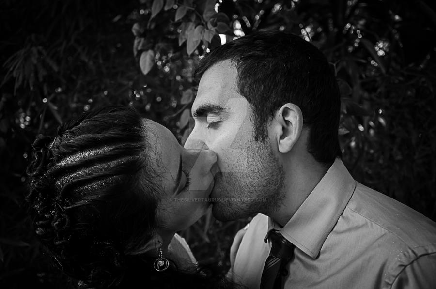 Newlyweds' kiss