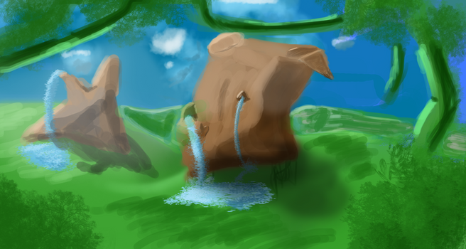 Speedpaint : Grassland Waterfall