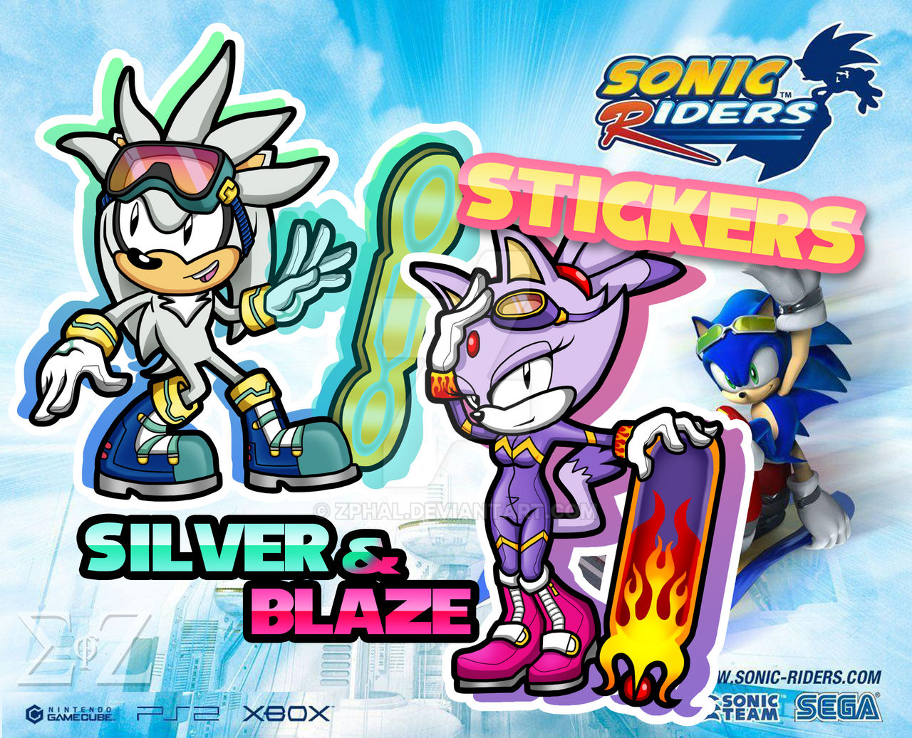 Sonic Riders Blaze Deviantart Sonic Riders - Silver and Blaze Stickers by Zphal on DeviantArt