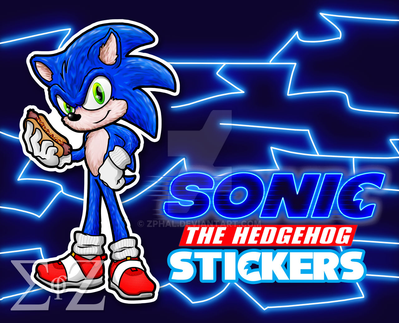 Sonic the Hedgehog Stickers classic Set 1 Fan Art Sonic SEGA 