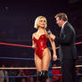 Elaine pre-fight ring interview Red Sequin 1-piece