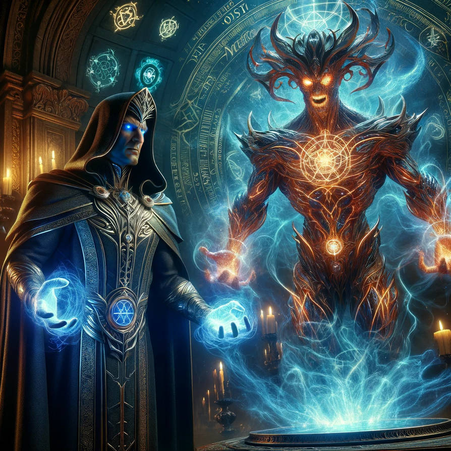A sorcerer and his conjuration by KevsRandomAIArt on DeviantArt
