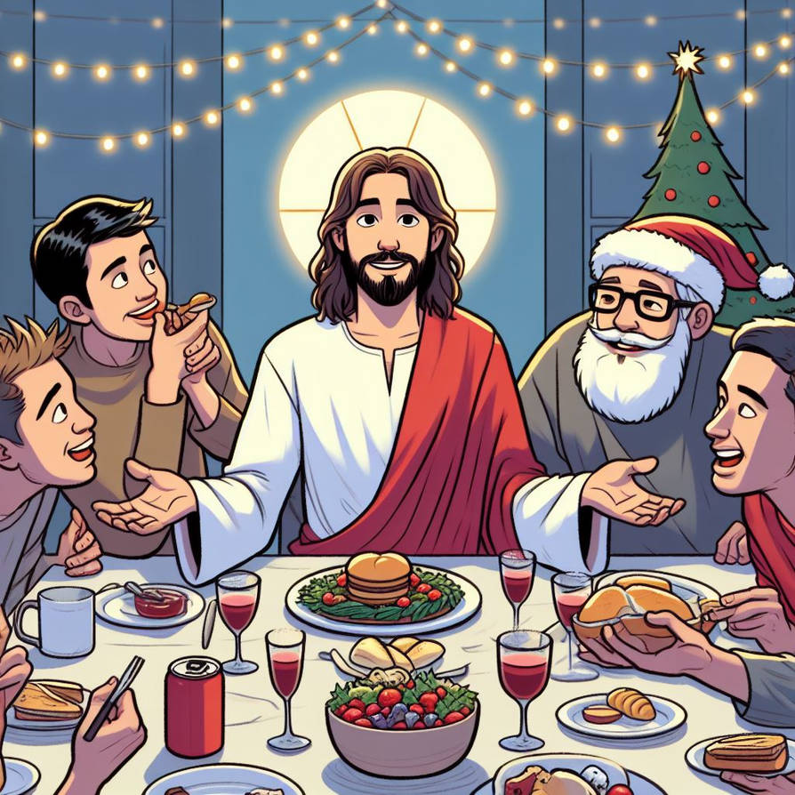 Jesus Having Fun Jesus's dinner party by KevsRandomAIArt on DeviantArt