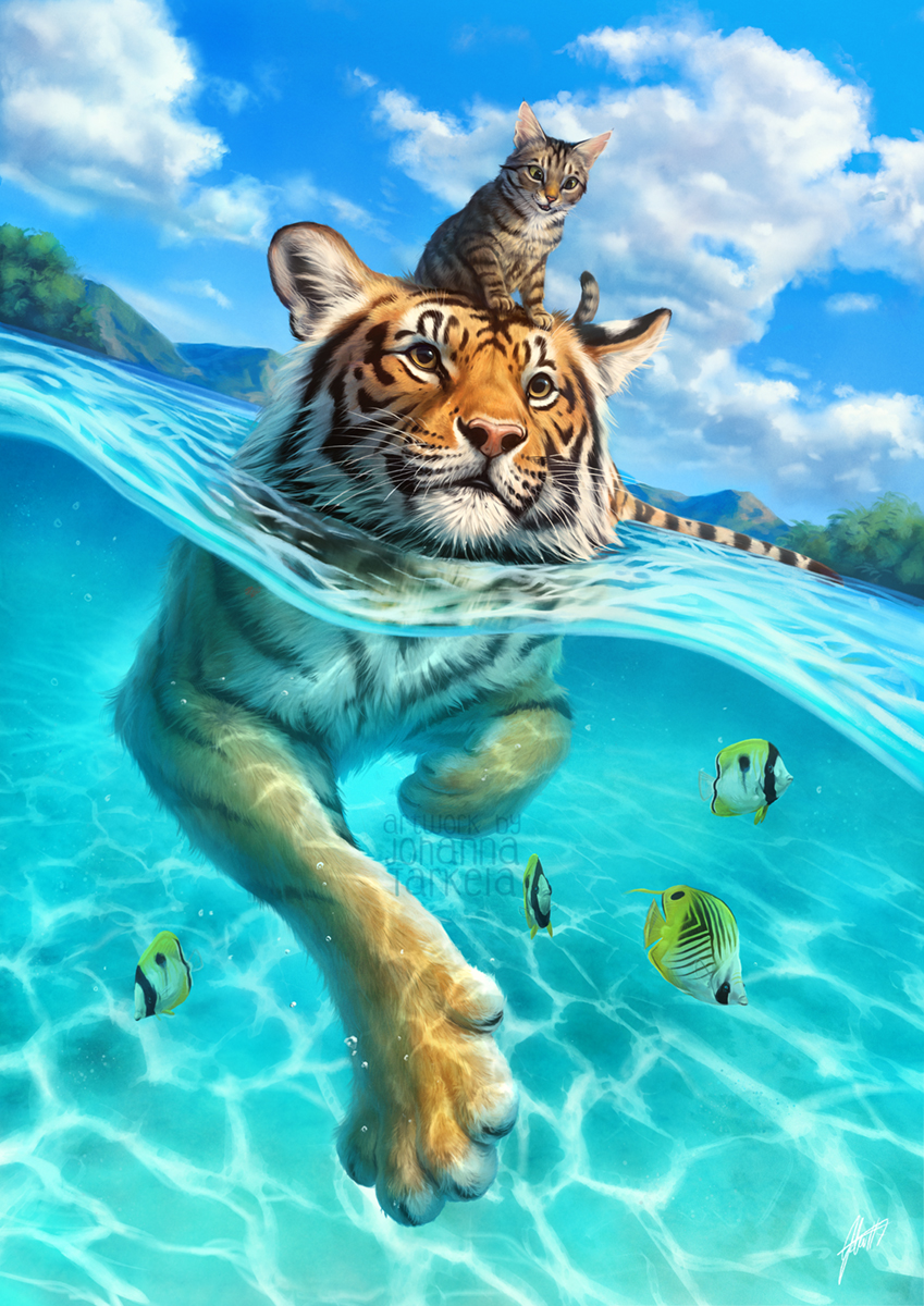 A small swim for a tiger by Lhuin on DeviantArt