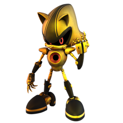 Golden Metal Sonic Mach 3.0 Render